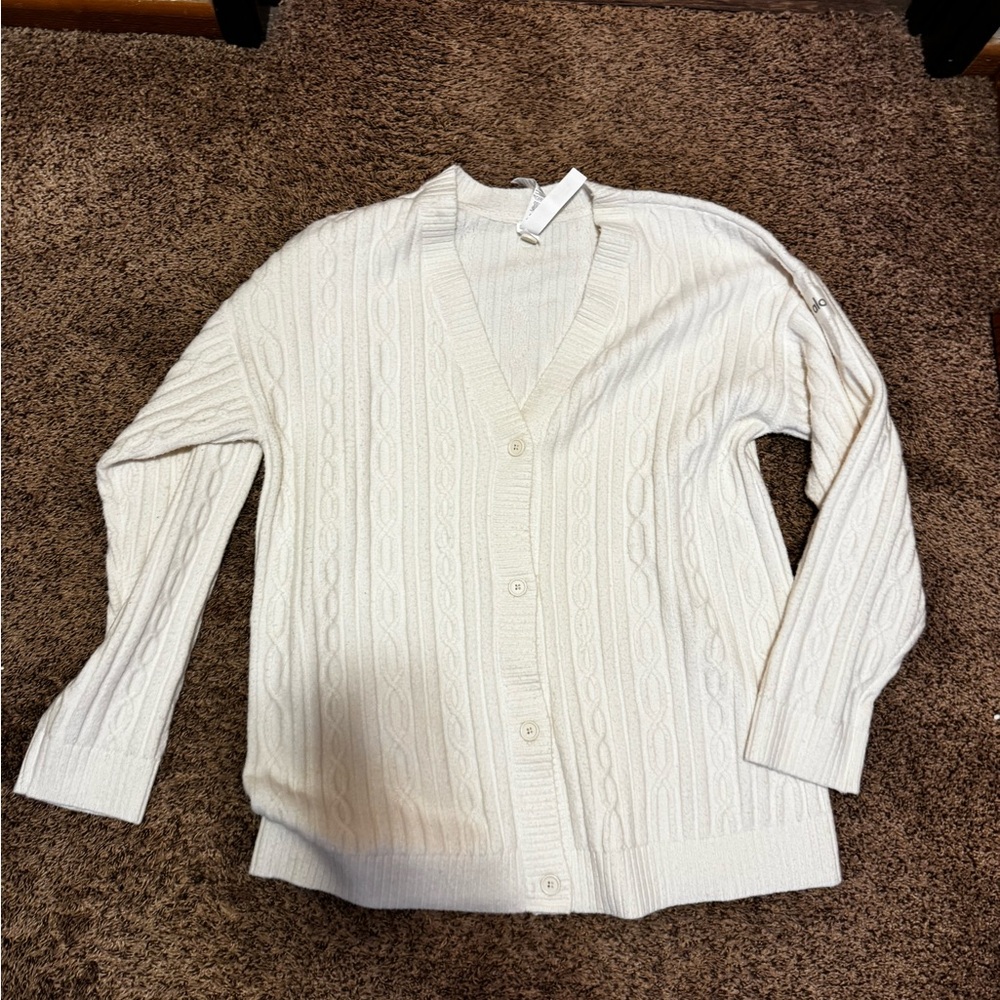 ALO Yoga Cream Cable Knit Cardigan